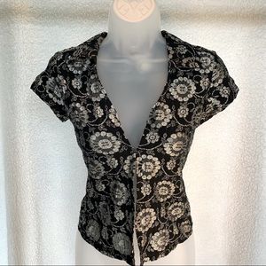 Cottura sexy black/silver collared top w/ slit